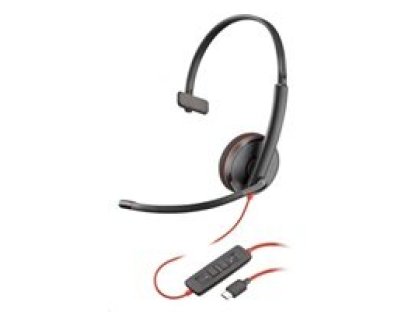 POLY Blackwire 3210 USB-C/A adaptér, mono (bulk), červený kabel (8X214A6)