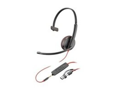 POLY Blackwire 3215 náhlavní souprava, 3.5 mm jack + USB-C/A adaptér, mono (8X227AA)