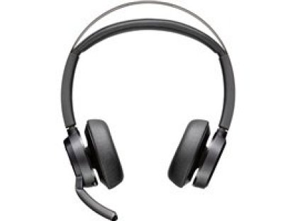 POLY Voyager Focus 2 bezdrátová náhlavní souprava, BT700 USB-A/USB-C adaptér, nabíjecí stojan, stereo (7S4L6AA)