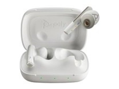 POLY Voyager Free 60 MS Teams bluetooth headset, BT700 USB-C adaptér, nabíjecí pouzdro, bílá (7Y8L6AA)