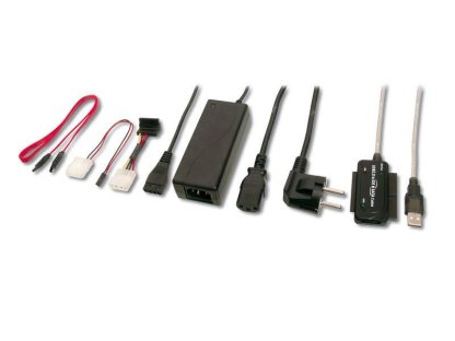 PREMIUMCORD adaptér set USB 2.0-IDE+SATA, kabel, přídavný zdroj (ku2ides)