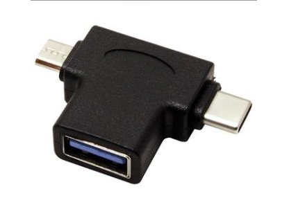 PREMIUMCORD adaptér USB, A-C+B micro, F/M+M, černý (kur31-12)