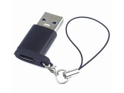 PREMIUMCORD Adaptér USB3.0 A male - USB-C Female, černý s očkem na zavěšení (kur31-19)