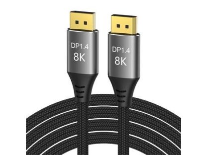 PREMIUMCORD DisplayPort 1.4 přípojný kabel 32,4Gbit/s, rozlišení 8K, kovové a zlacené konektory, 3m (kport13-03)
