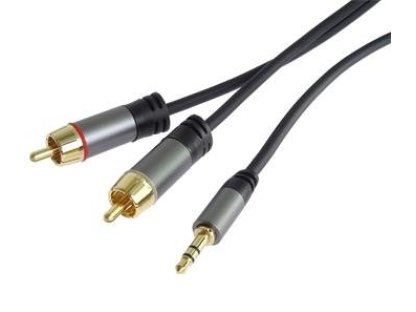PREMIUMCORD HQ kabel Jack 3.5-2xCINCH, M/2xM, propojovací, 5m, černý (kjqcin5)