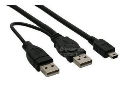 PREMIUMCORD kabel, A+A-B mini, M+M/F, napájecí Y, prodlužovací, 0,5m, černý (ku2y02)