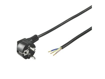 PREMIUMCORD Kabel Flexo síťový třížilový 230V s úhlovou vidlicí 2m černá (kpsft2b)
