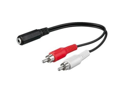 PREMIUMCORD kabel Jack 3.5-2xCINCH, F/2xM, propojovací, 0,2m, černý (kjackcinb02)