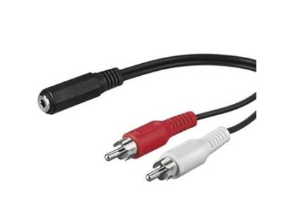 PREMIUMCORD kabel Jack 3.5-2xCinch, F/2xM, propojovací, 1,5m, černý (kjackcinb2)