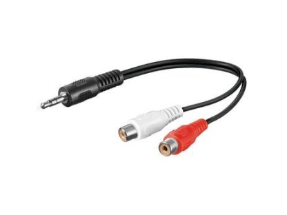 PREMIUMCORD kabel Jack 3.5-2xCinch, M/2xF, 0,2m (kjackcinf02)