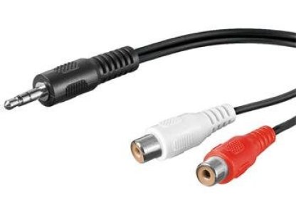 PREMIUMCORD kabel Jack 3.5-2xCinch, M/2xF, 1,5m, černý (kjackcinf)