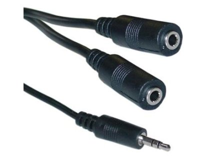 PREMIUMCORD kabel Jack 3.5-2xJack 3.5, M/2xF, 2m, černý (kjacky)