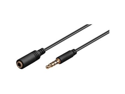 PREMIUMCORD kabel Jack 3.5-Jack 3.5 4pin, M/F, prodlužovací, 2m, černý (kjack4mf2)