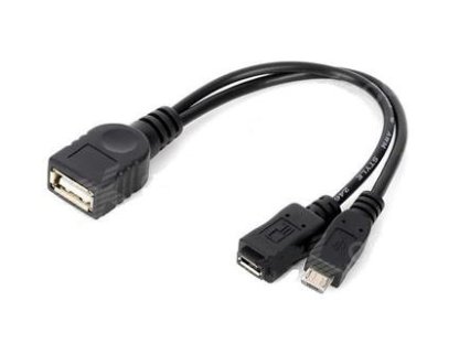 PREMIUMCORD kabel USB 2.0, A-B micro+B micro OTG, F/F+M, 0,14m, černý (kur-18)