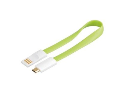 PREMIUMCORD kabel USB 2.0, A-B micro, M/M, propojovací, 0,2m, zelený, magnetický (ku2m02fmg)