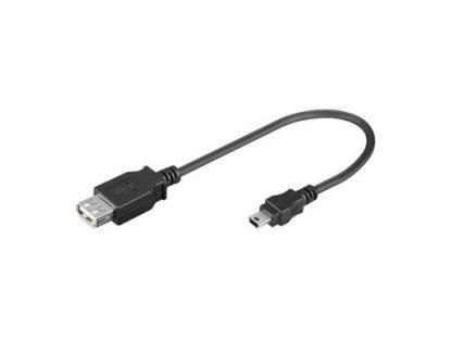 PREMIUMCORD kabel USB 2.0, A-B mini, F/M, propojovací, 0,2m, černý (kur-15)