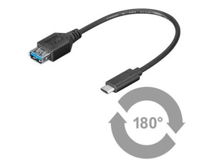 PREMIUMCORD kabel USB 3.1, A-C, F/M, propojovací, 0,2m, černý, OTG (kur31-01)