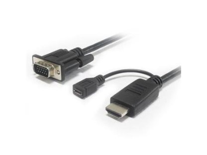 PREMIUMCORD kabelový převodník HDMI-VGA s napájecím micro USB konektorem, 2m, černý (khcon-20)