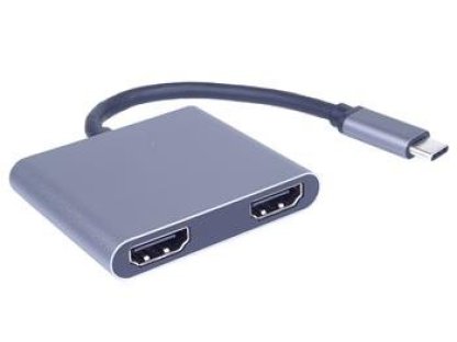 PremiumCord MST adaptér USB-C na 2x HDMI, USB3.0,  PD, rozlišení 4K a FULL HD 1080p (ku31hdmi13)