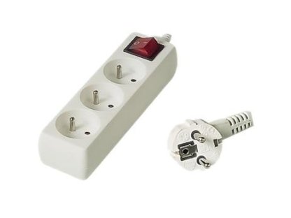 PREMIUMCORD prodlužovací přívod 230V, 3 zásuvky, 2m, bílý, vypínač (pp3k-02)