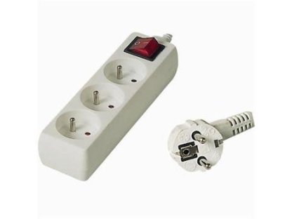 PREMIUMCORD prodlužovací přívod 230V, 3 zásuvky, 3m, bílý, vypínač (pp3k-03)