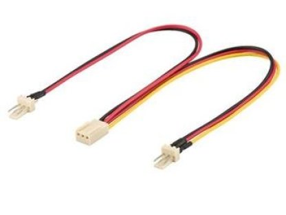 PREMIUMCORD rozdvojka pro napájení ventilátoru, 3pin TX-2x3pin TX, F/2xM, 0,22m (kn-22)