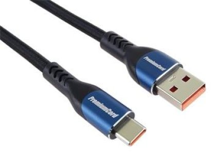 PREMIUMCORD Super fast charging 5A kabel USB-C - USB 2.0 A  bavlněný oplet 2m (ku31cy2)