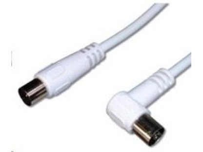 PREMIUMCORD TV kabel, IEC-IEC pravoúhlý, M/F, 10m, bílý, 75 Ohm (ktmf10U)