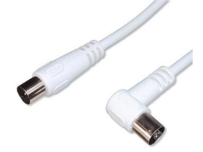 PREMIUMCORD TV kabel, IEC-IEC pravoúhlý, M/F, 2m, bílý, 75 Ohm (ktmf02U)