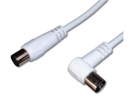 PREMIUMCORD TV kabel, IEC-IEC pravoúhlý, M/F, 5m, bílý, 75 Ohm (ktmf05U)