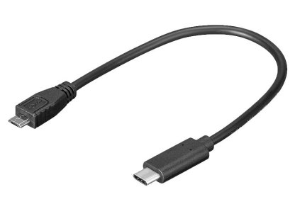 PREMIUMCORD USB-C-MicroUSB, M/M, propojovací, 0,2m, černý (kur31-02)