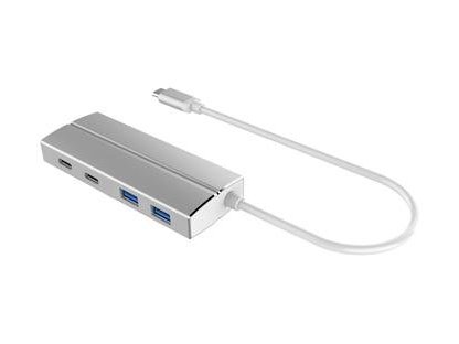 PREMIUMCORD USB hub 10G SuperSpeed, C-2xA+2xC, stříbrný (ku31hub07)