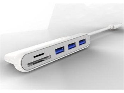 PREMIUMCORD USB hub 5G SuperSpeed, C-3xA, čtečka SD karet (ku31hub06)