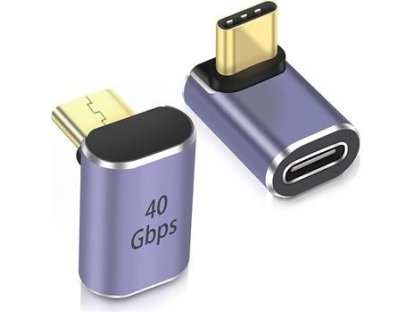 PREMIUMCORD zahnutý 90° Adaptér USB-C Female - USB-C Male 40Gbps Aluminium (kur31-39)