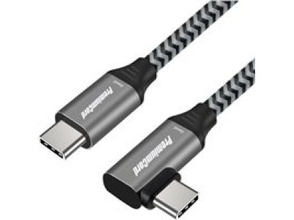 PREMIUMCORD Zahnutý kabel USB-C (USB 3.2 Gen 2, 3A, 60W, 20Gbit/s), hliníkové krytky konektoru, 0,5m (ku31cu05)