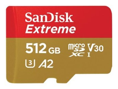 SanDisk micro SDXC karta 512GB Extreme (190 MB/s Class 10, UHS-I U3 V30) + adaptér (SDSQXAV-512G-GN6MA)