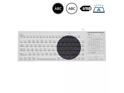SK318BL – Silikonová antibakteriální klávesnice s touchpadem podsvícená - drátová, touchpad, CZ (SK318BL)