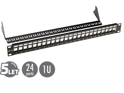 SOLARIX 19" modulární neosazený patch panel 24 portů černý 1U SX24M-0-STP-BK-UNI (24200243)