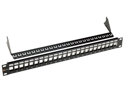 SOLARIX 19'' neosazený univerzální panel 24 portu 1U pro CAT5E a CAT6 keystony (SX24M-0-STP-BK-UNI)