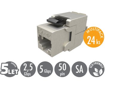 SOLARIX MULTIPACK 24 ks - keystone CAT5E STP RJ45 samořezný SXKJ-5E-STP-BK-SA (25286712)