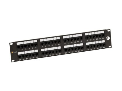 SOLARIX patch panel 48 x RJ45 CAT6 UTP cerný 2U (350 MHz)