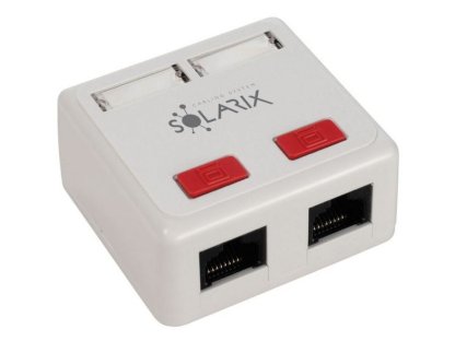 SOLARIX Zásuvka CAT5e UTP 2 x RJ45 na omítku bílá (spodní vývod)