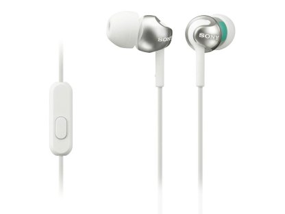 SONY sluchátka MDR-EX110AP, handsfree, bílé (MDREX110APW.CE7)