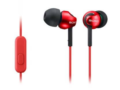SONY sluchátka MDR-EX110AP, handsfree, červené (MDREX110APR.CE7)