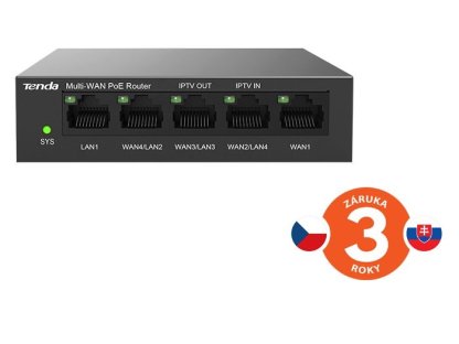 TENDA G0-5G-PoE Gigabit PoE Router MultiWAN, 3x GWAN/GLAN, 1x GWAN, 1x GLAN, 4x PoE 802.3af/at, VPN (75011980)