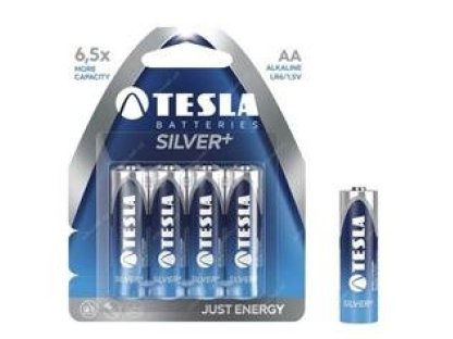Tesla alkaline Silver+ baterie AA LR6, 4pcs/pack
