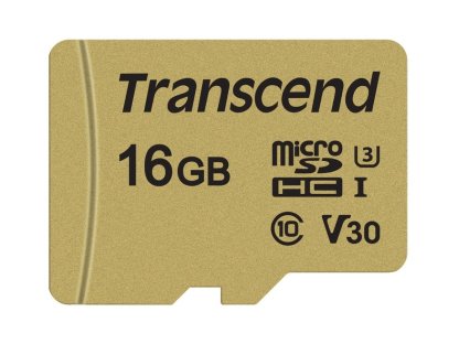 Transcend 16GB microSDHC 500S UHS-I U3 V30 (Class 10) MLC pametová karta, 95MB/s R, 60MB/s W (s adaptérem)