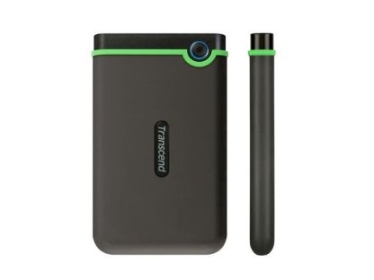 TRANSCEND 2TB StoreJet 25M3S SLIM, 2.5”, USB 3.0 (3.1 Gen 1) Externí Anti-Shock disk, tenký profil, šedo/zelený