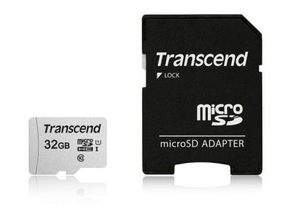 Transcend 32GB microSDHC 300S UHS-I U1 (Class 10) pametová karta (s adaptérem) (TS32GUSD300S-A)