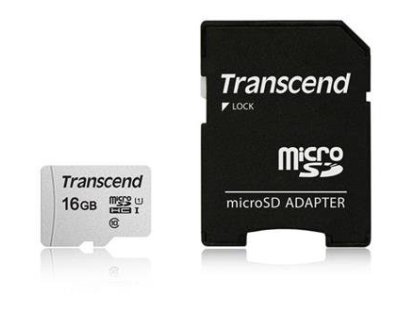 TRANSCEND MicroSDHC karta 16GB 300S, UHS-I U1 + adaptér (TS16GUSD300S-A)